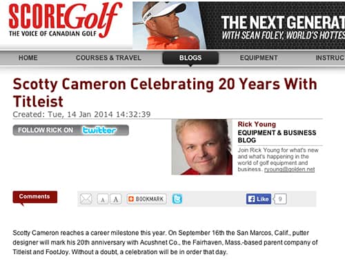 Scotty Cameron 20 years with Titleist